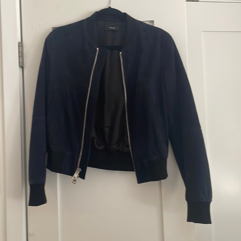 Blue suede Theory bomber jacket
